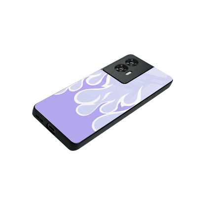 Y2K Retro Purple Flames stylish phone case for motorola edge 50 fusion | glossy glass and slim fit