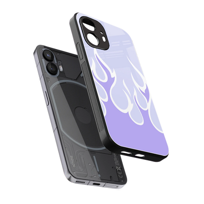 Y2K Retro Purple Flames sleek nothing phone 2 cover with tempered glass back and TPU edges
