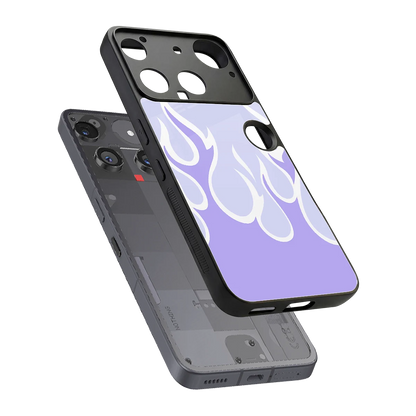 Y2K Retro Purple Flames sleek nothing phone 3 cover with tempered glass back and TPU edges