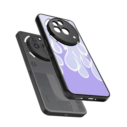 Y2K Retro Purple Flames sleek nothing phone 3a pro cover with tempered glass back and TPU edges