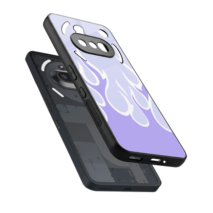 Y2K Retro Purple Flames sleek nothing phone 3a cover with tempered glass back and TPU edges