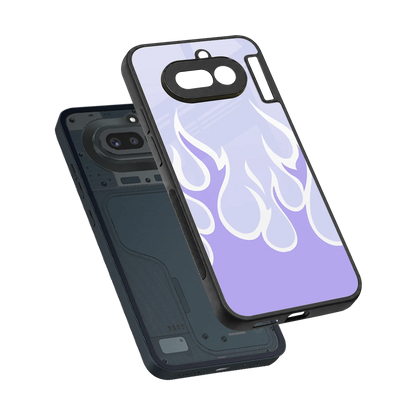 Y2K Retro Purple Flames sleek nothing phone 4a cover with tempered glass back and TPU edges