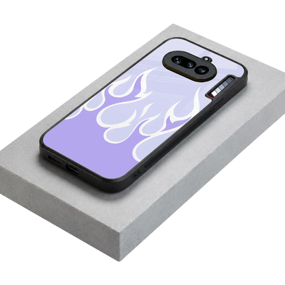 Y2K Retro Purple Flames stylish phone case for nothing phone 4a | glossy glass and slim fit