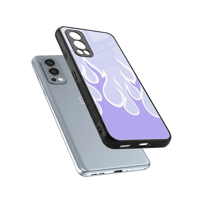 Y2K Retro Purple Flames sleek oneplus nord 2 cover with tempered glass back and TPU edges