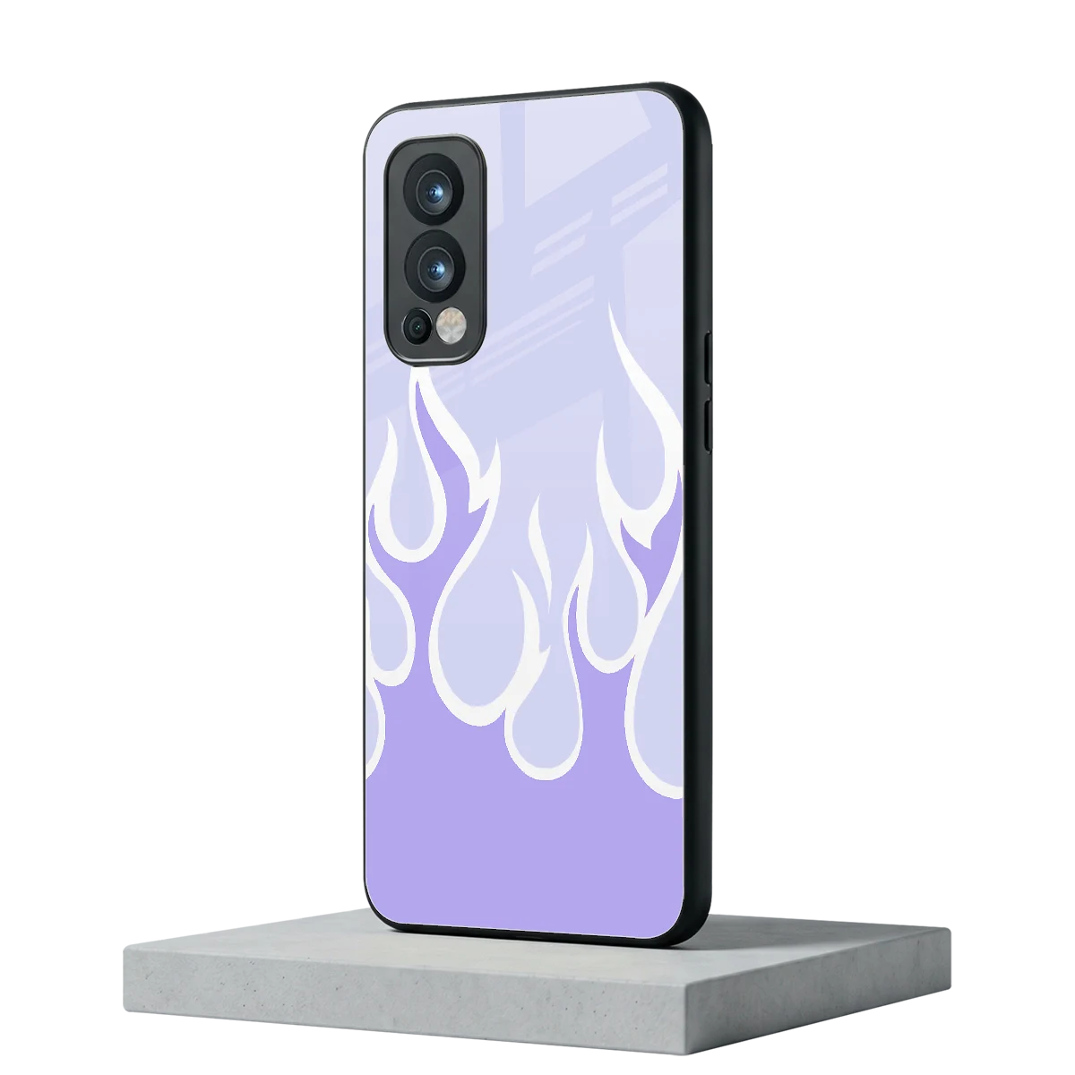 Y2K Retro Purple Flames oneplus nord 2 mobile cover | shockproof glass phone case
