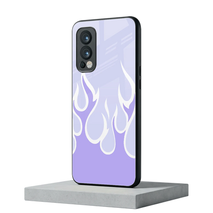 Y2K Retro Purple Flames oneplus nord 2 mobile cover | shockproof glass phone case