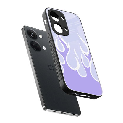 Y2K Retro Purple Flames sleek oneplus nord 3 cover with tempered glass back and TPU edges