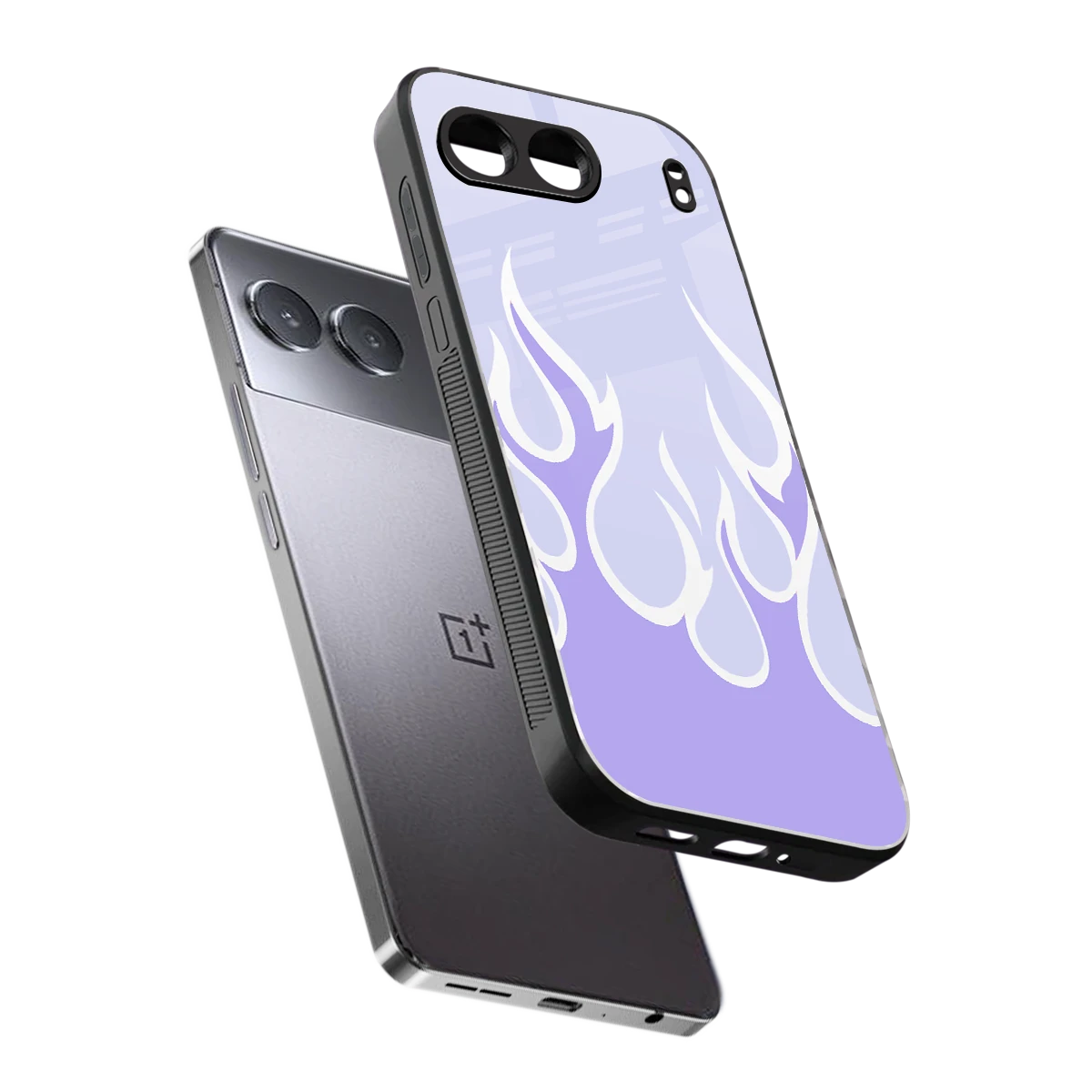 Y2K Retro Purple Flames sleek oneplus nord 4 cover with tempered glass back and TPU edges