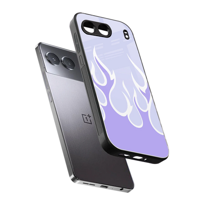 Y2K Retro Purple Flames sleek oneplus nord 4 cover with tempered glass back and TPU edges