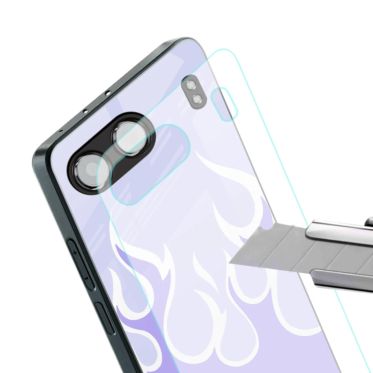 Y2K Retro Purple Flames stylish phone case for oneplus nord 4 | glossy glass and slim fit