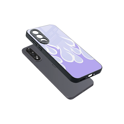 Y2K Retro Purple Flames sleek oneplus nord 5 cover with tempered glass back and TPU edges