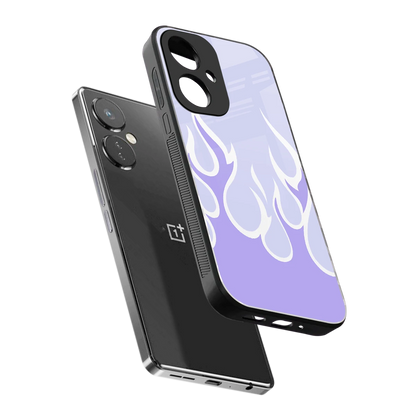 Y2K Retro Purple Flames sleek oneplus nord ce 3 cover with tempered glass back and TPU edges