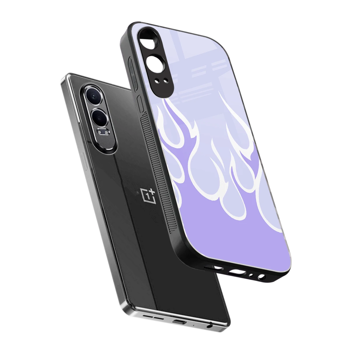 Y2K Retro Purple Flames sleek oneplus nord ce 4 lite cover with tempered glass back and TPU edges