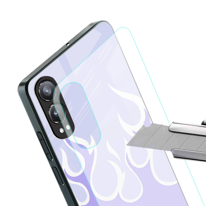Y2K Retro Purple Flames stylish phone case for oneplus nord ce 4 lite | glossy glass and slim fit