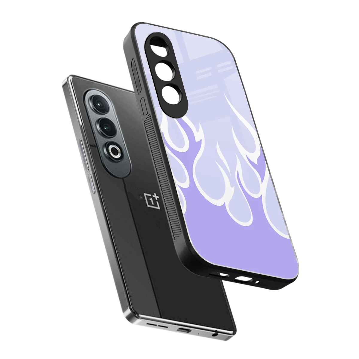 Y2K Retro Purple Flames sleek oneplus nord ce 4 cover with tempered glass back and TPU edges