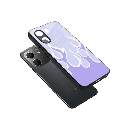 Y2K Retro Purple Flames sleek oppo a5x 5g cover with tempered glass back and TPU edges