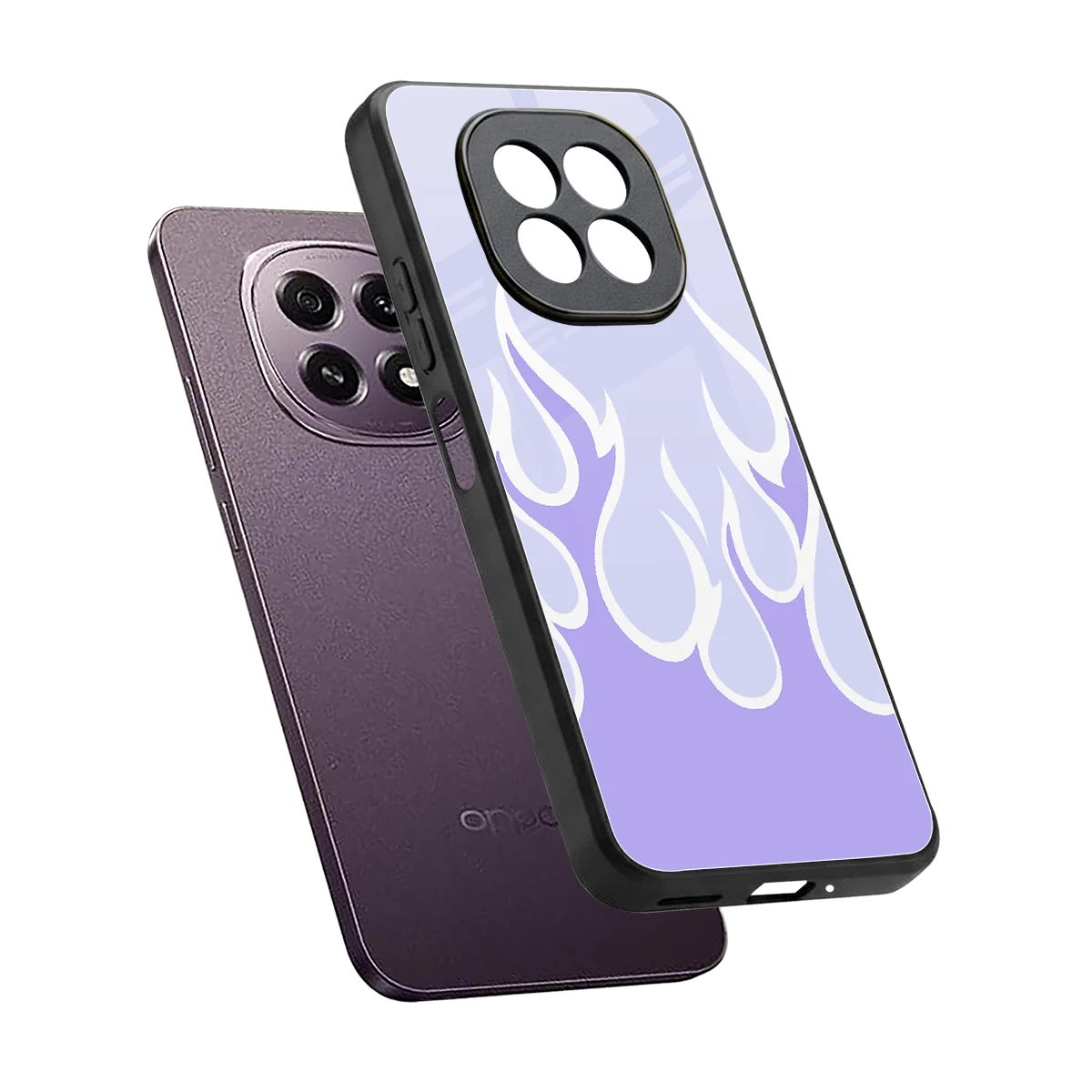 Y2K Retro Purple Flames sleek oppo f29 5g cover with tempered glass back and TPU edges