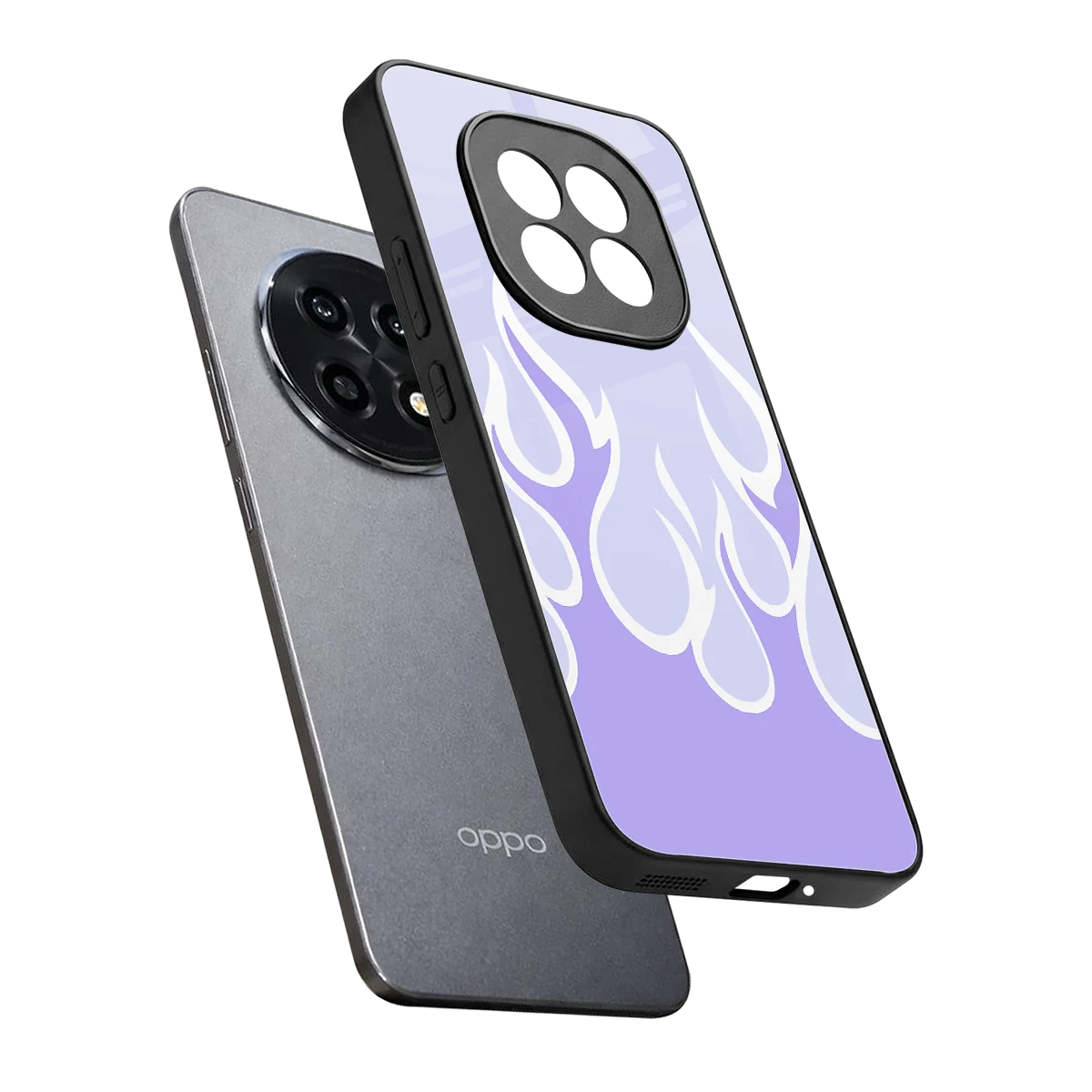 Y2K Retro Purple Flames sleek oppo f29 pro 5g cover with tempered glass back and TPU edges