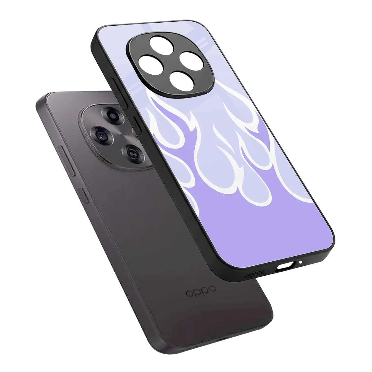 Y2K Retro Purple Flames sleek oppo f31 pro 5g cover with tempered glass back and TPU edges