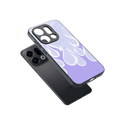 Y2K Retro Purple Flames sleek oppo find x9 cover with tempered glass back and TPU edges