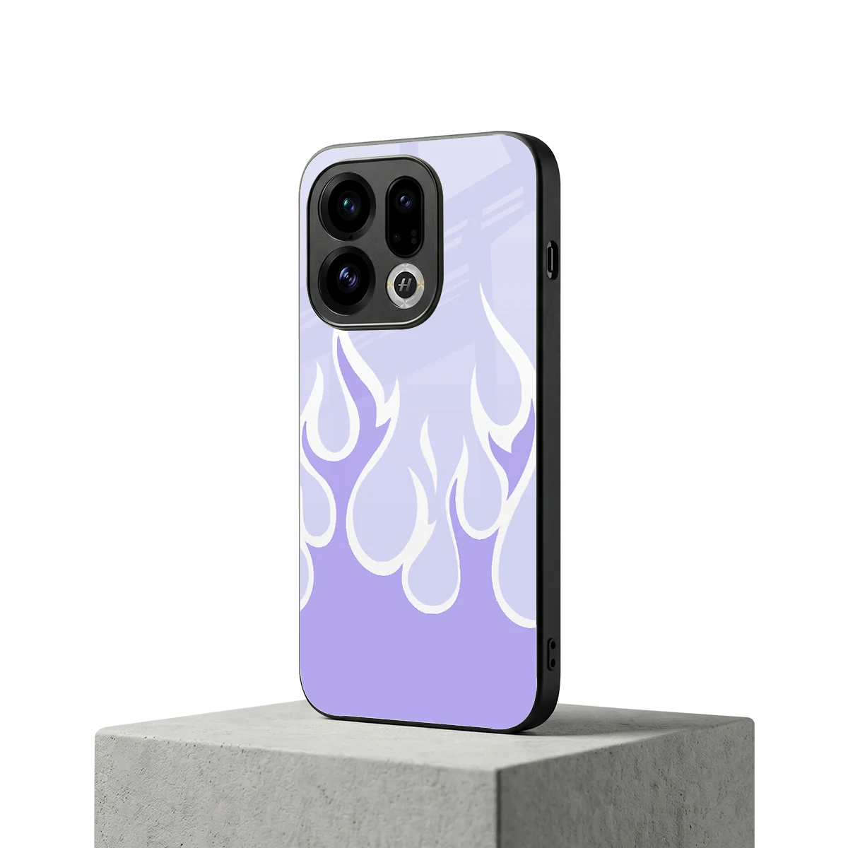 Y2K Retro Purple Flames oppo find x9 mobile cover | shockproof glass phone case