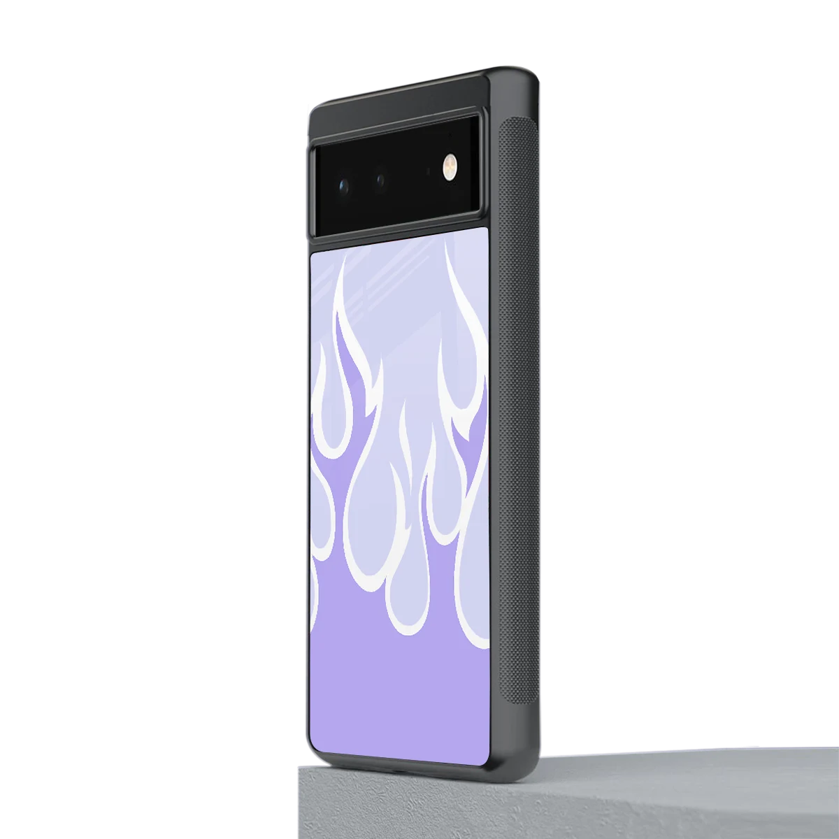 Y2K Retro Purple Flames stylish phone case for google pixel 6a | glossy glass and slim fit