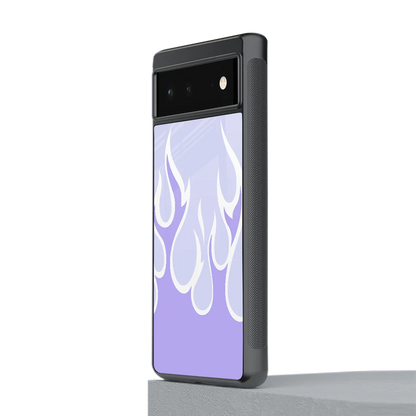 Y2K Retro Purple Flames stylish phone case for google pixel 6a | glossy glass and slim fit