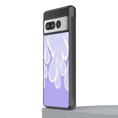 Y2K Retro Purple Flames stylish phone case for google pixel 7 pro | glossy glass and slim fit