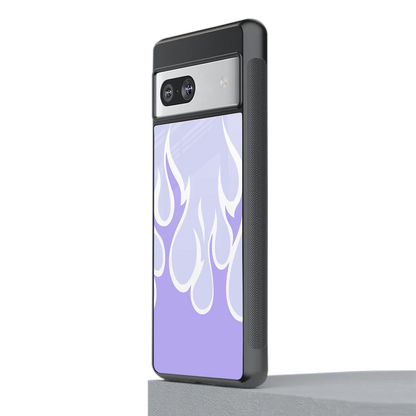 Y2K Retro Purple Flames stylish phone case for google pixel 7a | glossy glass and slim fit