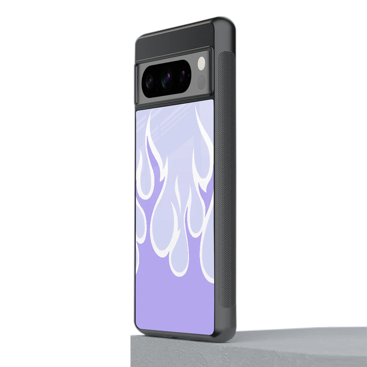 Y2K Retro Purple Flames stylish phone case for google pixel 8 pro | glossy glass and slim fit