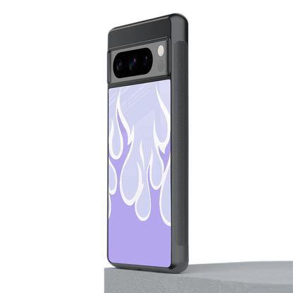 Y2K Retro Purple Flames stylish phone case for google pixel 8 pro | glossy glass and slim fit