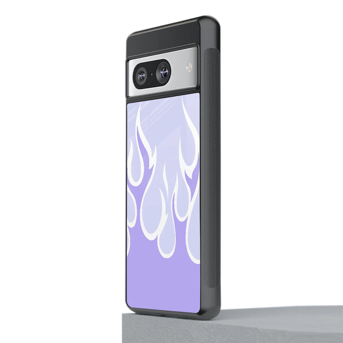 Y2K Retro Purple Flames stylish phone case for google pixel 8 | glossy glass and slim fit