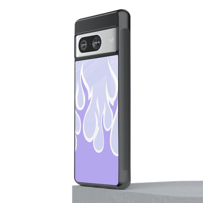 Y2K Retro Purple Flames stylish phone case for google pixel 8 | glossy glass and slim fit