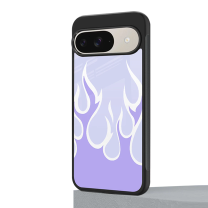 Y2K Retro Purple Flames google pixel 9 mobile cover | shockproof glass phone case