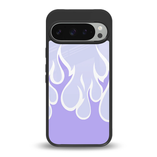 Y2K Retro Purple Flames back phone cover | glass case for google pixel 9 pro xl
