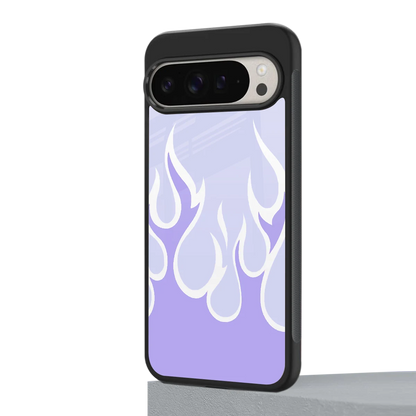 Y2K Retro Purple Flames google pixel 9 pro xl mobile cover | shockproof glass phone case