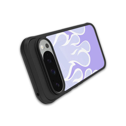 Y2K Retro Purple Flames stylish phone case for google pixel 9 pro xl | glossy glass and slim fit