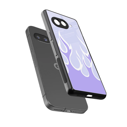 Y2K Retro Purple Flames sleek google pixel 10a cover with tempered glass back and TPU edges