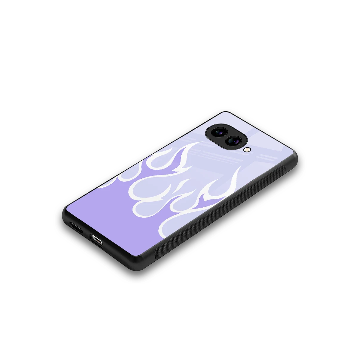 Y2K Retro Purple Flames stylish phone case for google pixel 10a | glossy glass and slim fit