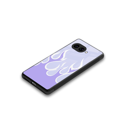 Y2K Retro Purple Flames stylish phone case for google pixel 10a | glossy glass and slim fit