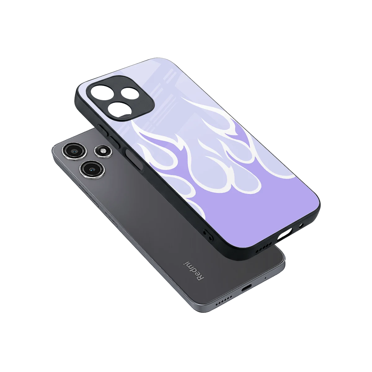 Y2K Retro Purple Flames sleek redmi 12 5g cover with tempered glass back and TPU edges