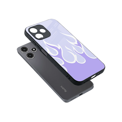 Y2K Retro Purple Flames sleek redmi 12 5g cover with tempered glass back and TPU edges