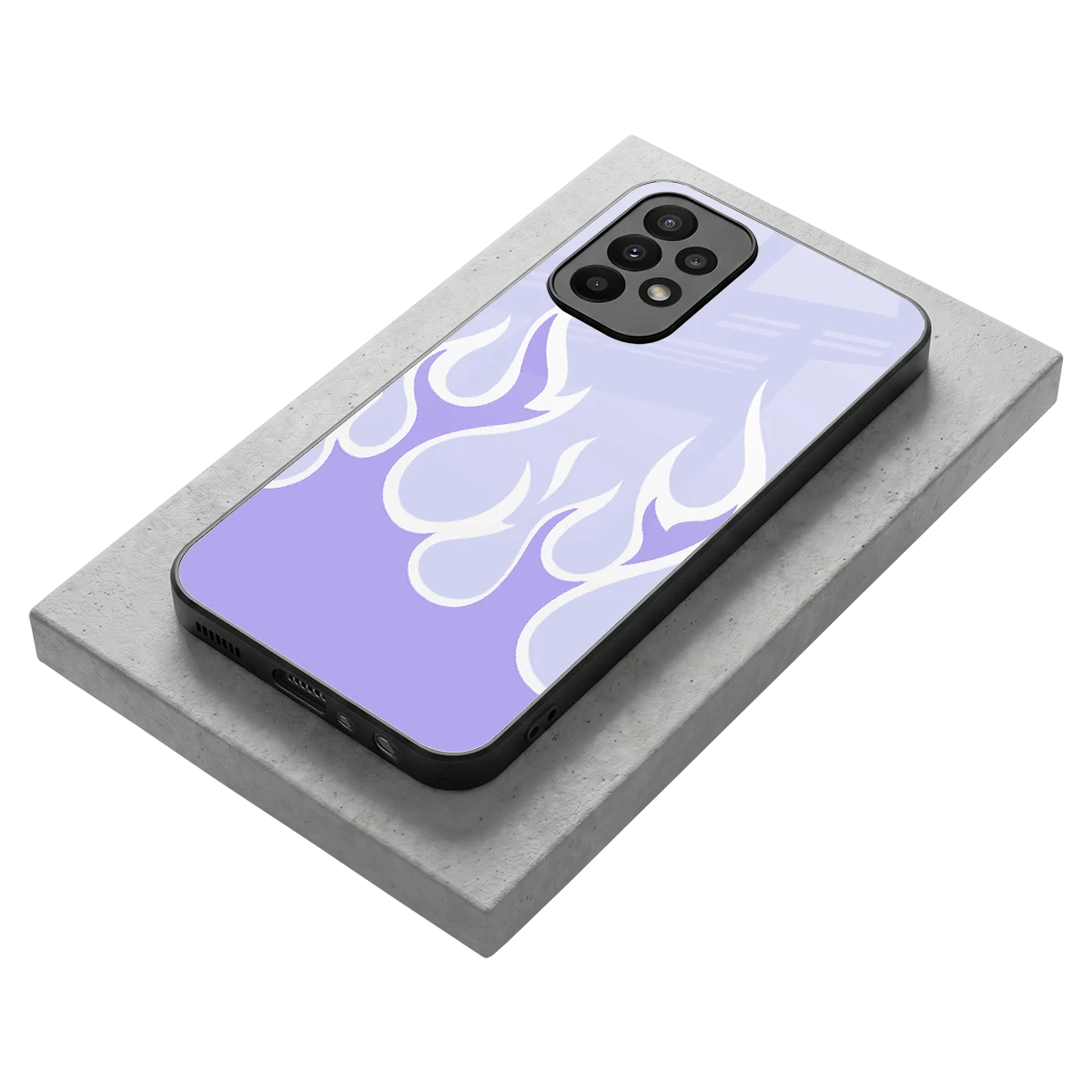 Y2K Retro Purple Flames stylish phone case for samsung galaxy a23 | glossy glass and slim fit