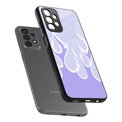 Y2K Retro Purple Flames sleek samsung galaxy a23 cover with tempered glass back and TPU edges