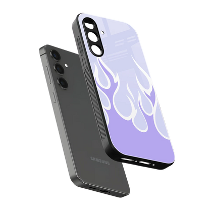 Y2K Retro Purple Flames sleek samsung galaxy a14 5g cover with tempered glass back and TPU edges