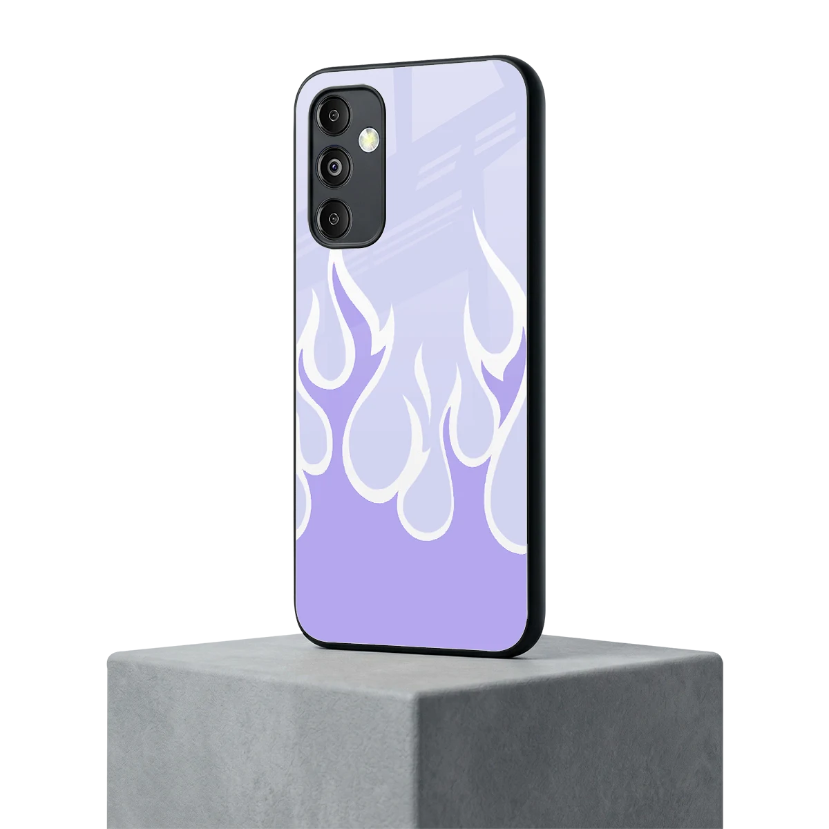 Y2K Retro Purple Flames samsung galaxy m14 5g mobile cover | shockproof glass phone case