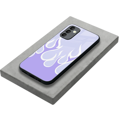 Y2K Retro Purple Flames stylish phone case for samsung galaxy m14 5g | glossy glass and slim fit