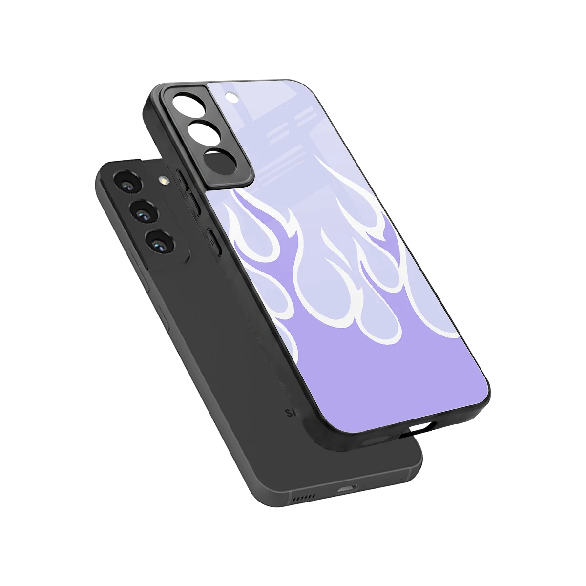 Y2K Retro Purple Flames sleek samsung galaxy s22 cover with tempered glass back and TPU edges