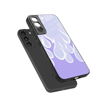Y2K Retro Purple Flames sleek samsung galaxy s22 cover with tempered glass back and TPU edges