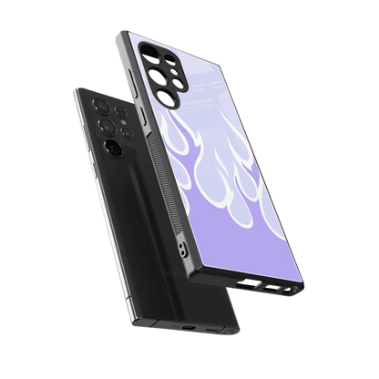 Y2K Retro Purple Flames sleek samsung galaxy s23 ultra cover with tempered glass back and TPU edges